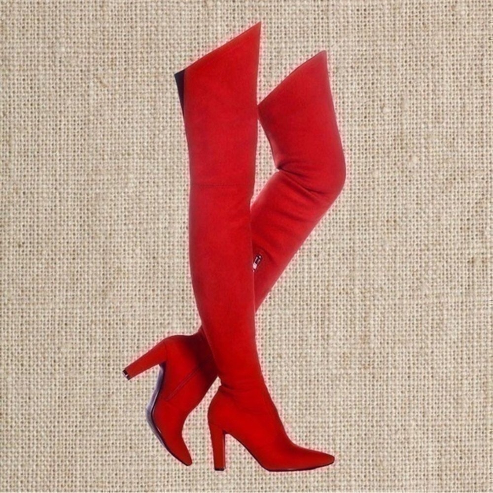 Red over the knee boot